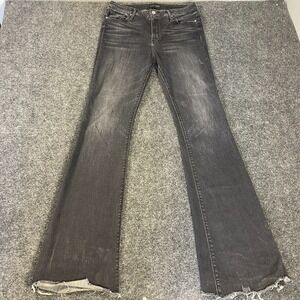 Black Orchid Mia Womens Skinny Flare Jeans 30 Black Denim Stretch Raw Hem